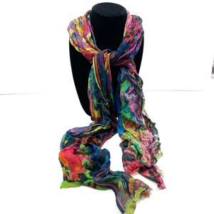 Chico's Y2K Multi Color Floral Peacock Modal Fashion Scarf 66” X 40”